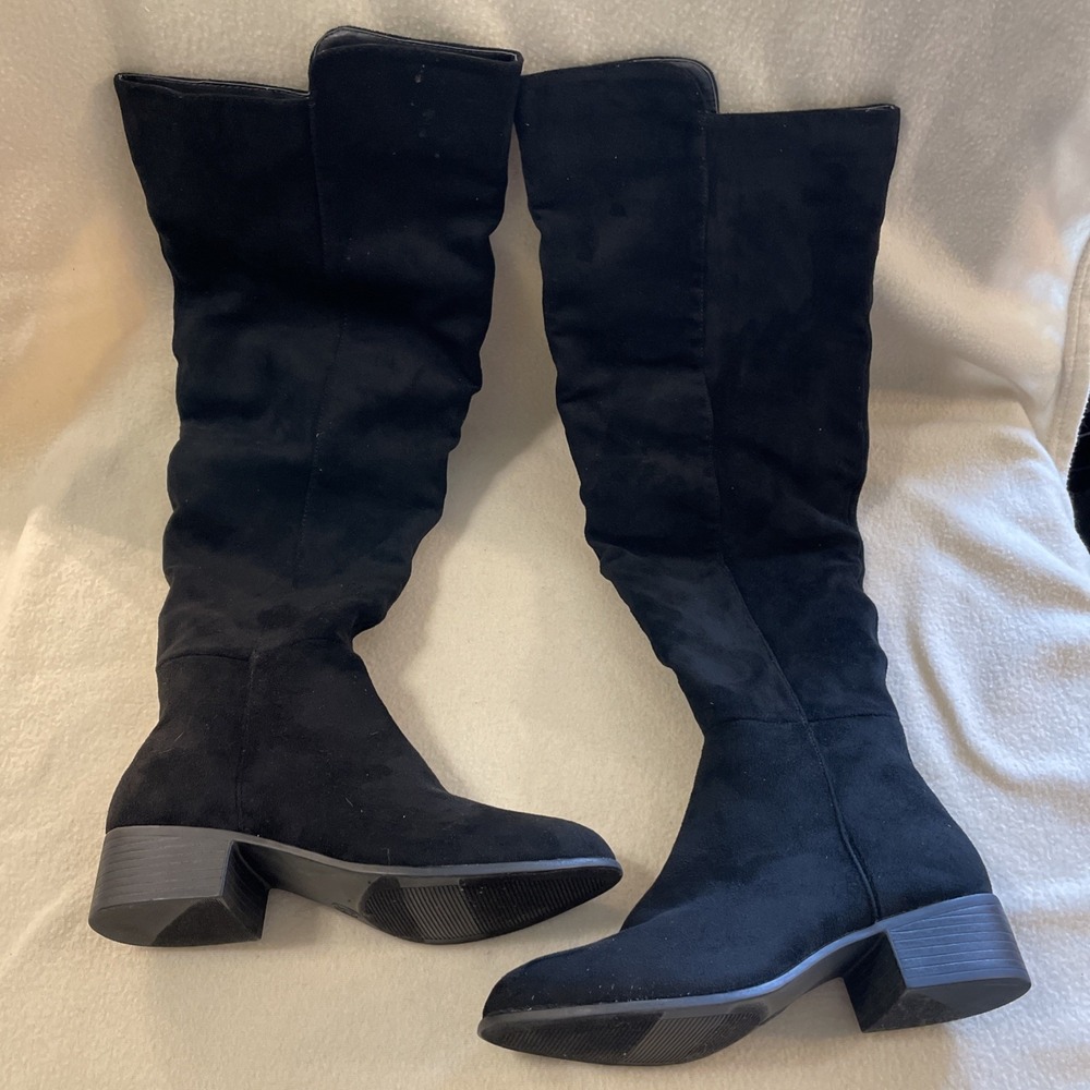 It's OK Women's Leslie Black Faux Suede Tall Boots Size 6 M  21.5" Tall NEW